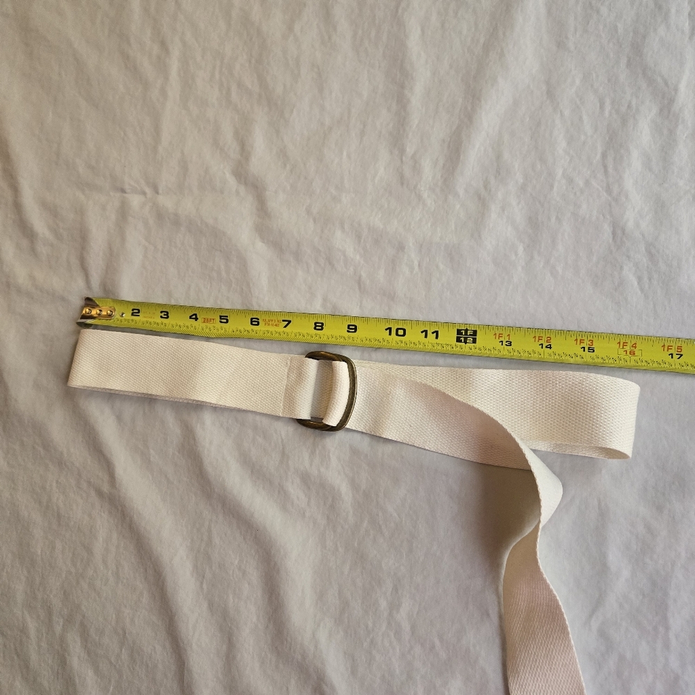 Women's XL Adjustable Woven Belt with Metal Ring - Ivory - Picture 3 of 5